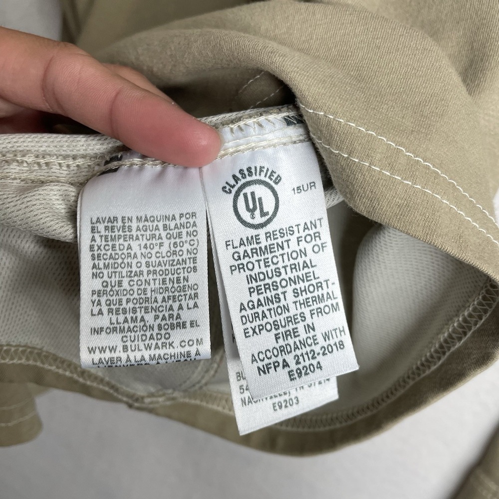 Bulwark FR Work Crewneck Sweatshirt Mens L Reg Beige Flame Resistant Cat 2 2112 - Picture 6 of 11